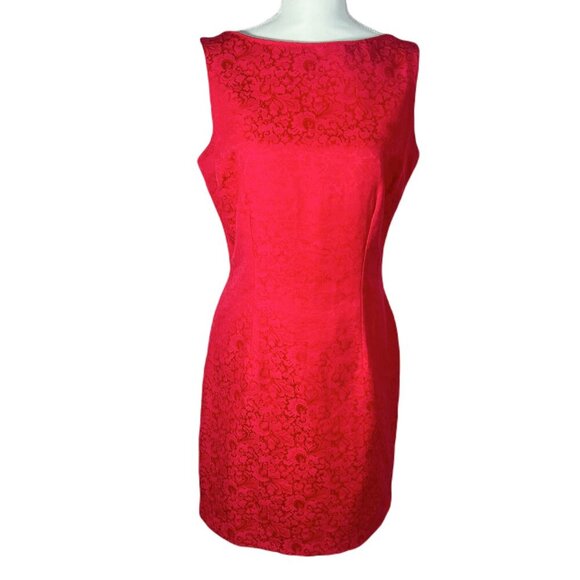 Vintage 90s Espirit Red Floral Print Mini Cocktail Dress Women's Size 13/14 - Picture 1 of 9